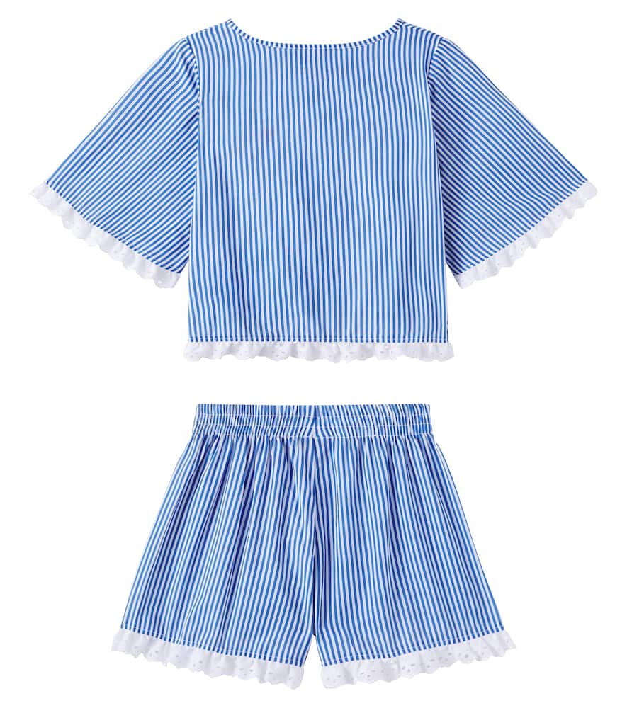 Striped cotton muslin top and shorts set