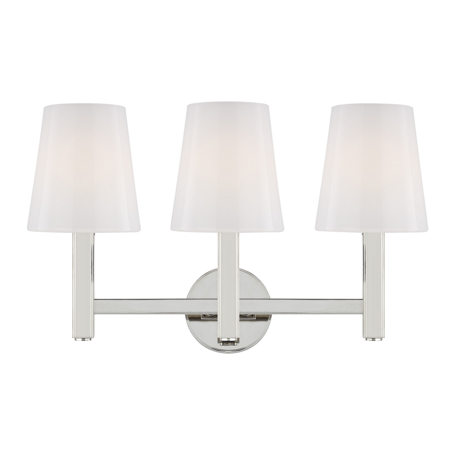 Visual Comfort Studio Logan 3-Light Bathroom Vanity Light in Polished Nickel by Thomas O'Brien
