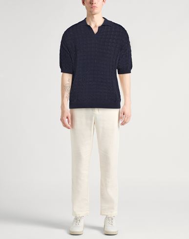 Man Sweater Midnight blue Size S Linen, Cotton