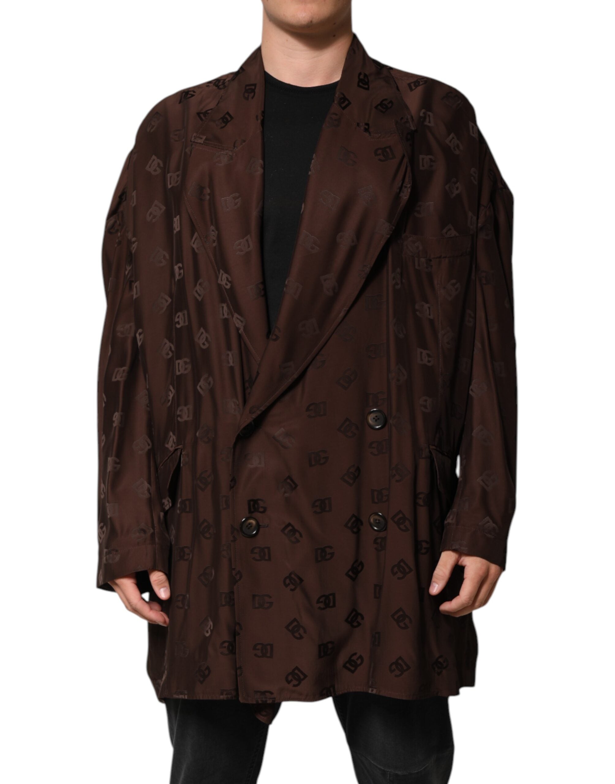 Monogram Logo Polyester Blazer — Brown