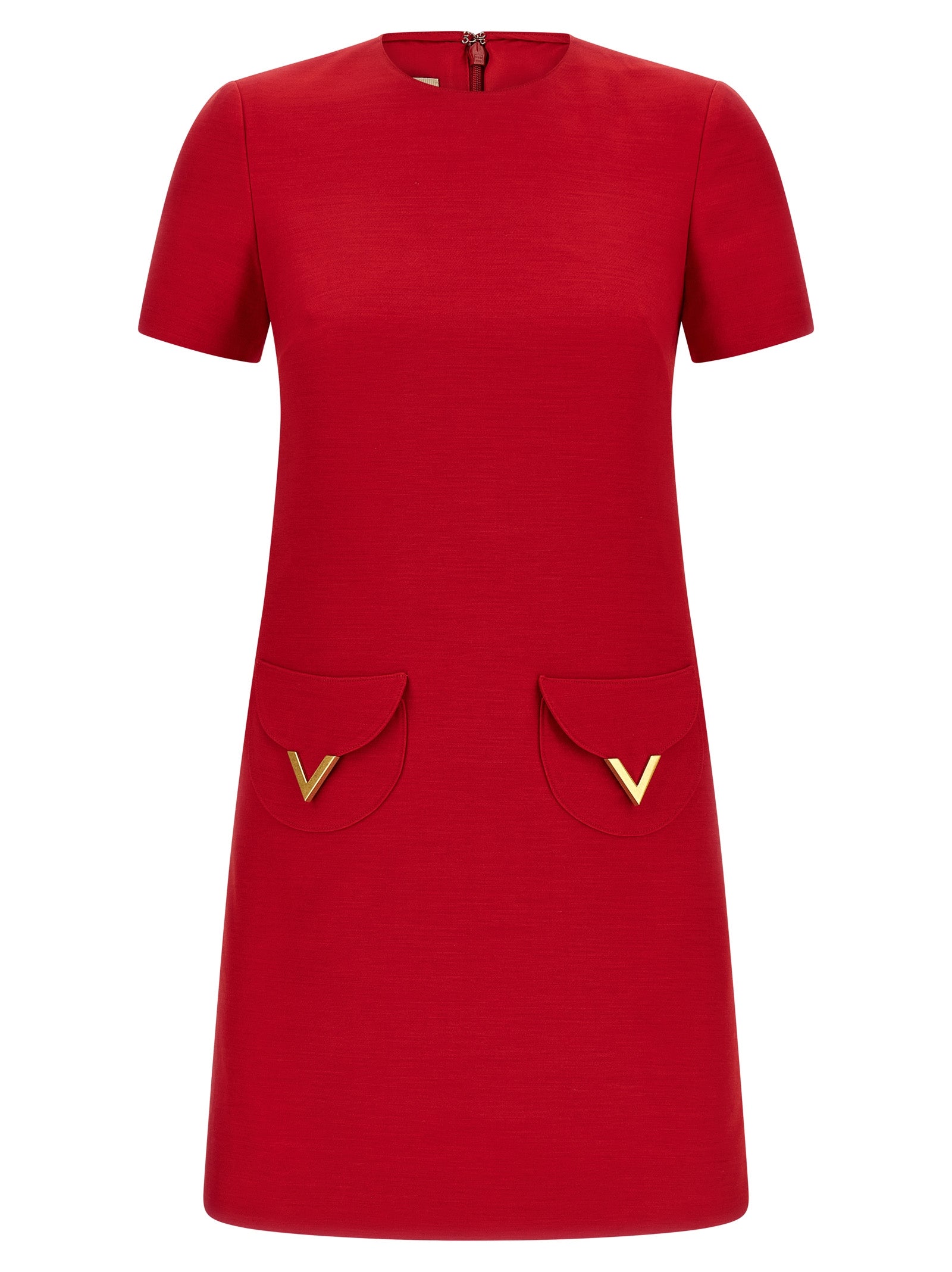 Virgin Wool Crêpe Dress — Red