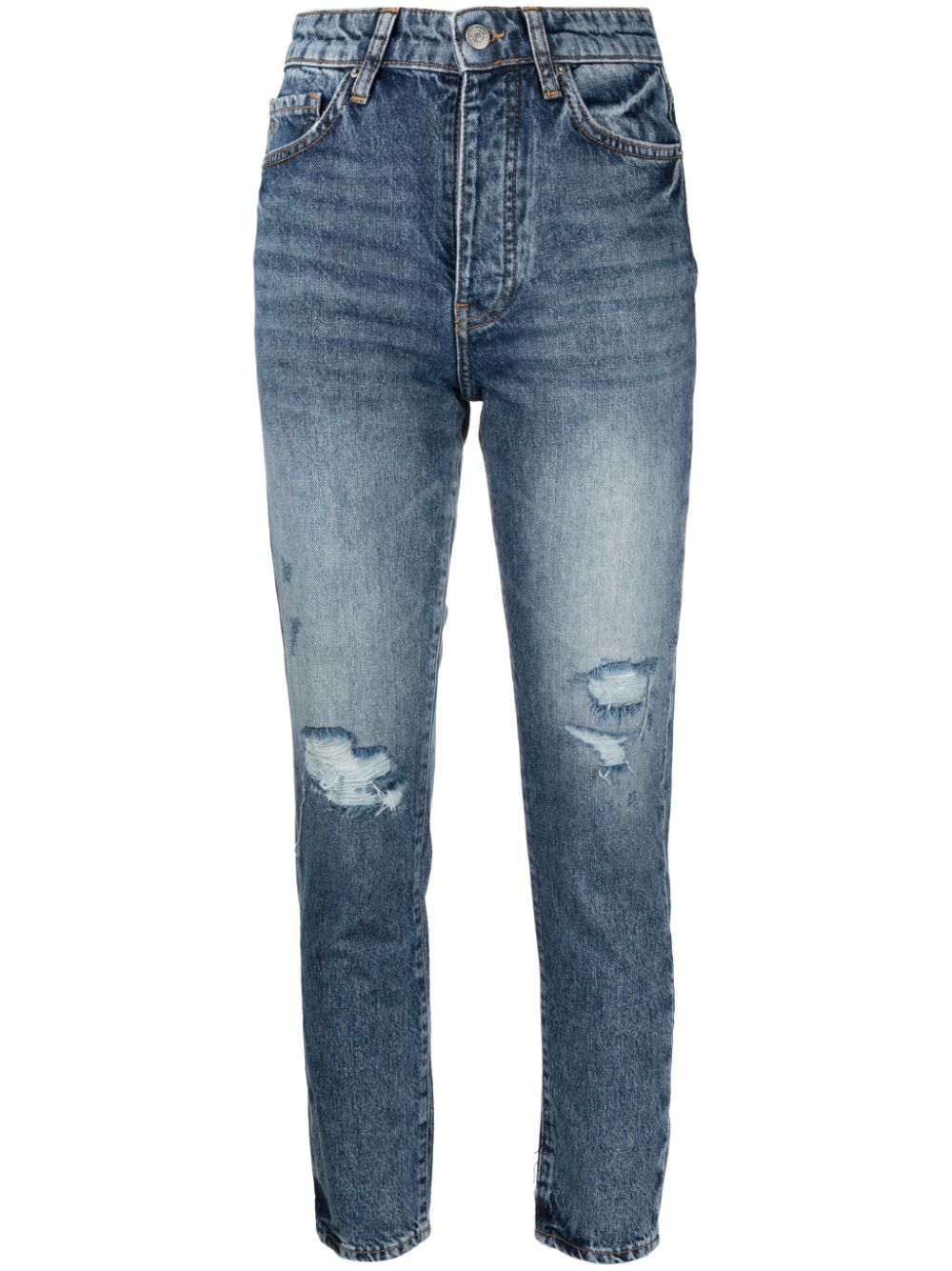 High-rise distressed skinny jeans - Blue