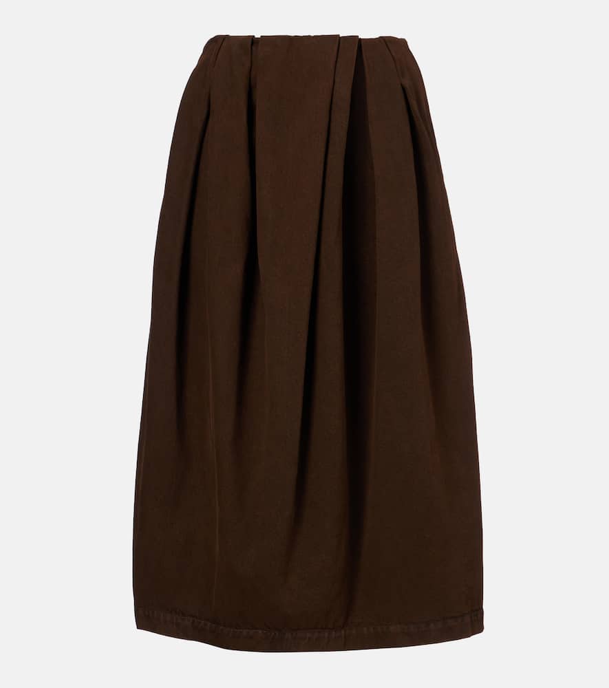 Draped denim midi skirt