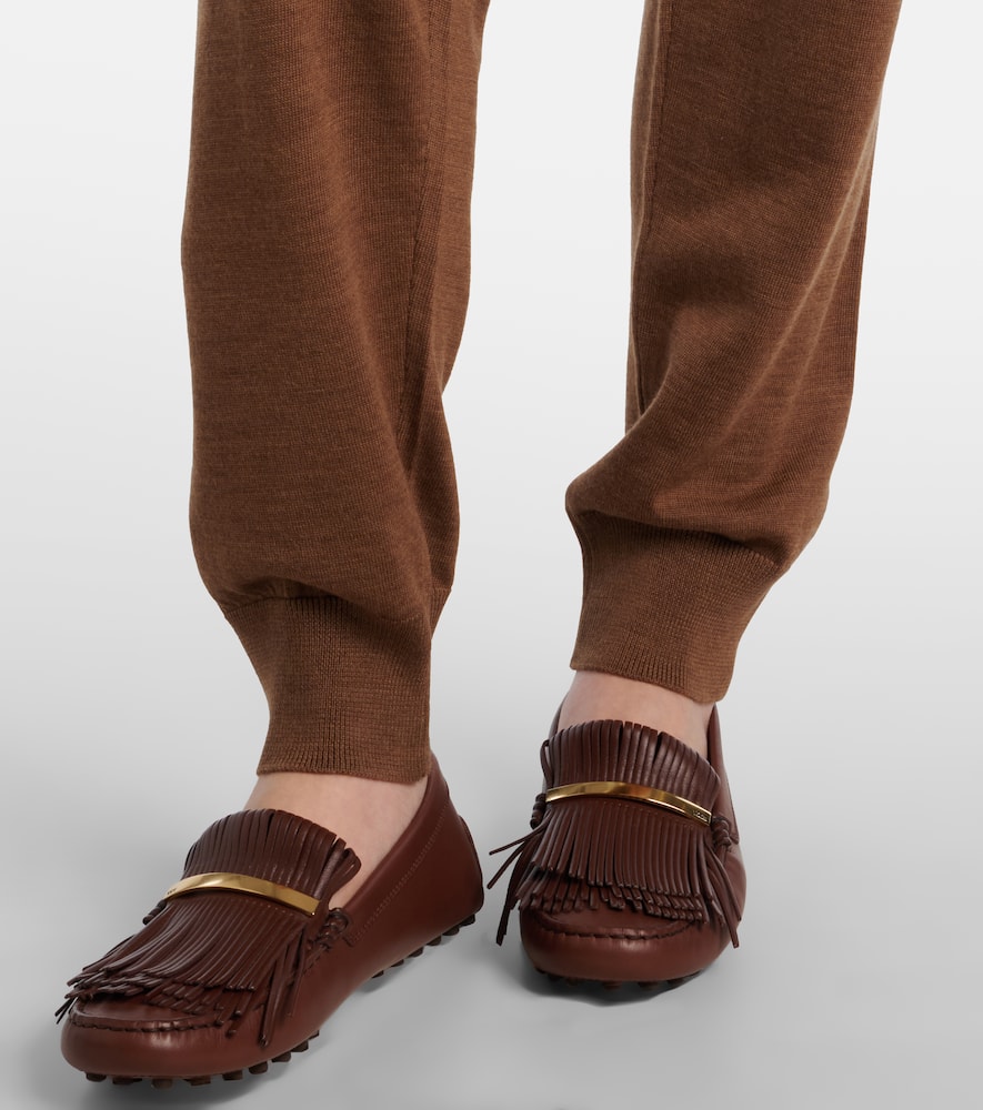 Knitted virgin wool straight-leg pants