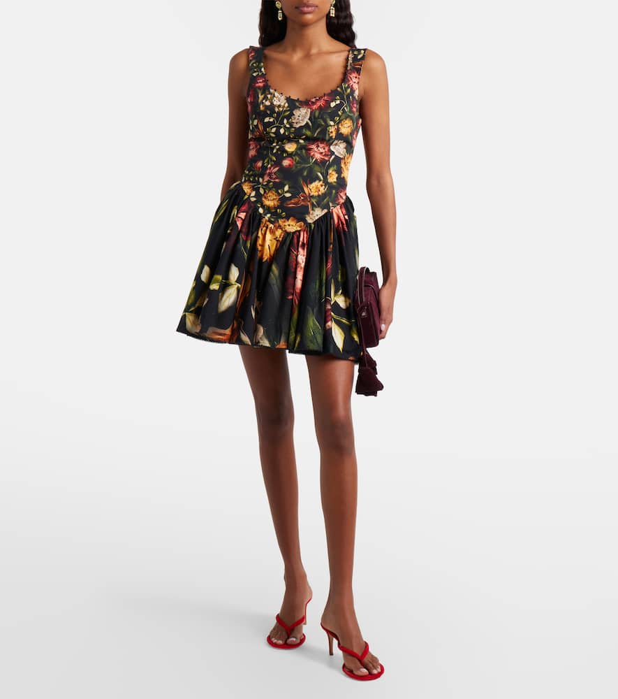 Pluma floral cotton minidress