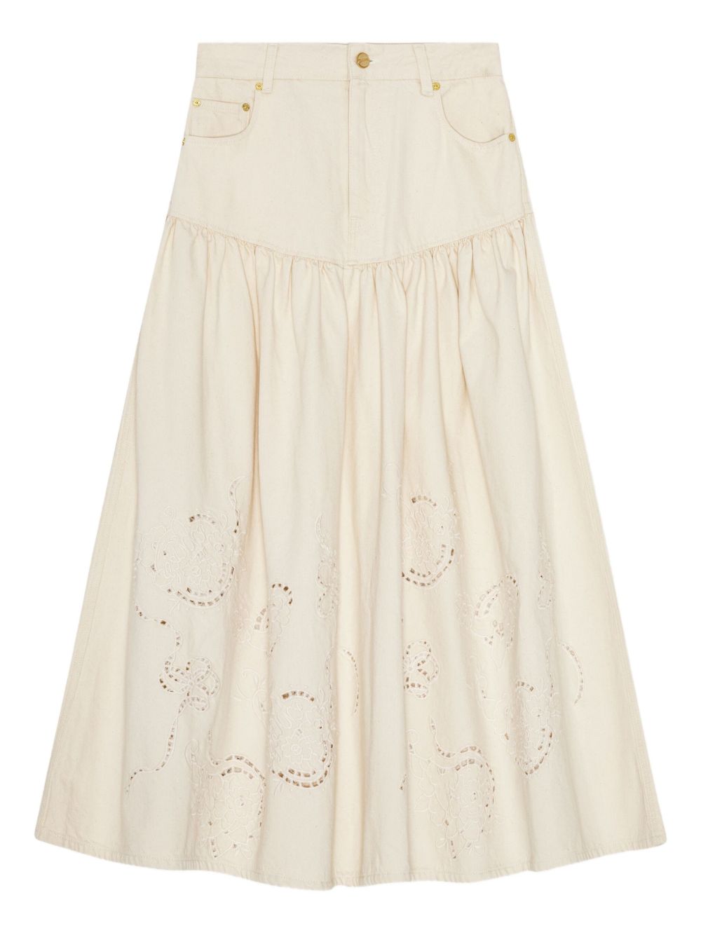 Broderie-anglaise tiered skirt - Neutrals