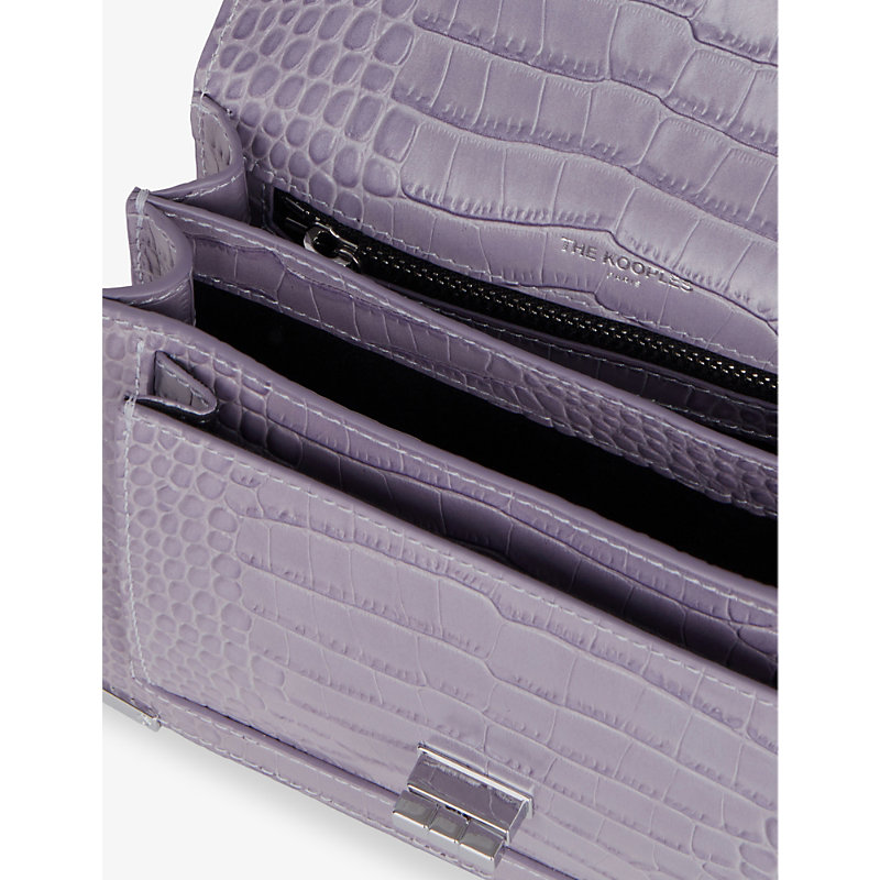 Womens Light Purple Small Emily Crocodile-effect Leather Cross-body bag 