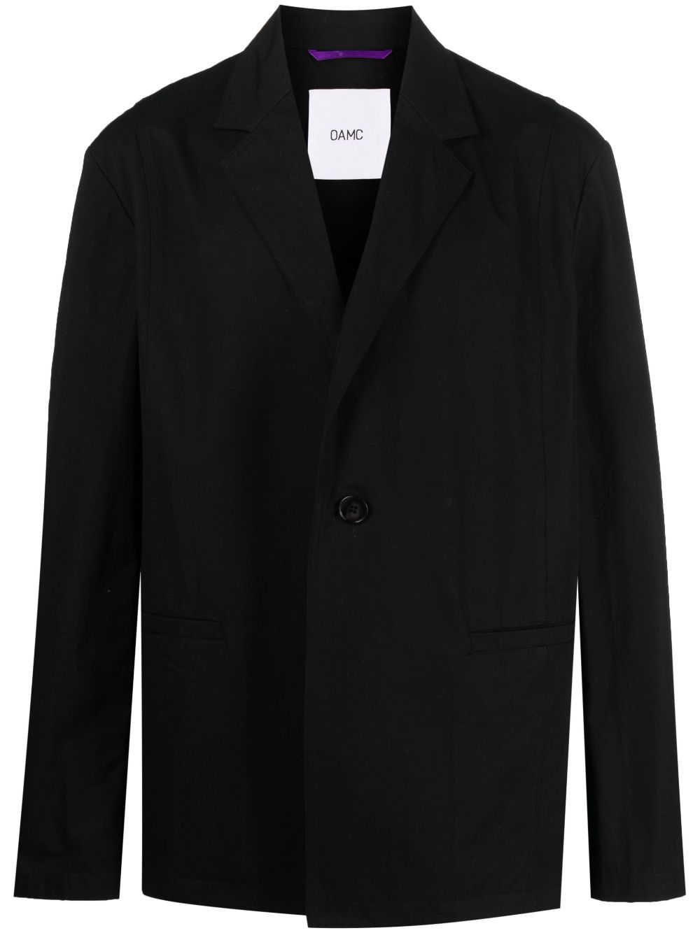 Oversize cotton single-breasted blazer - Black