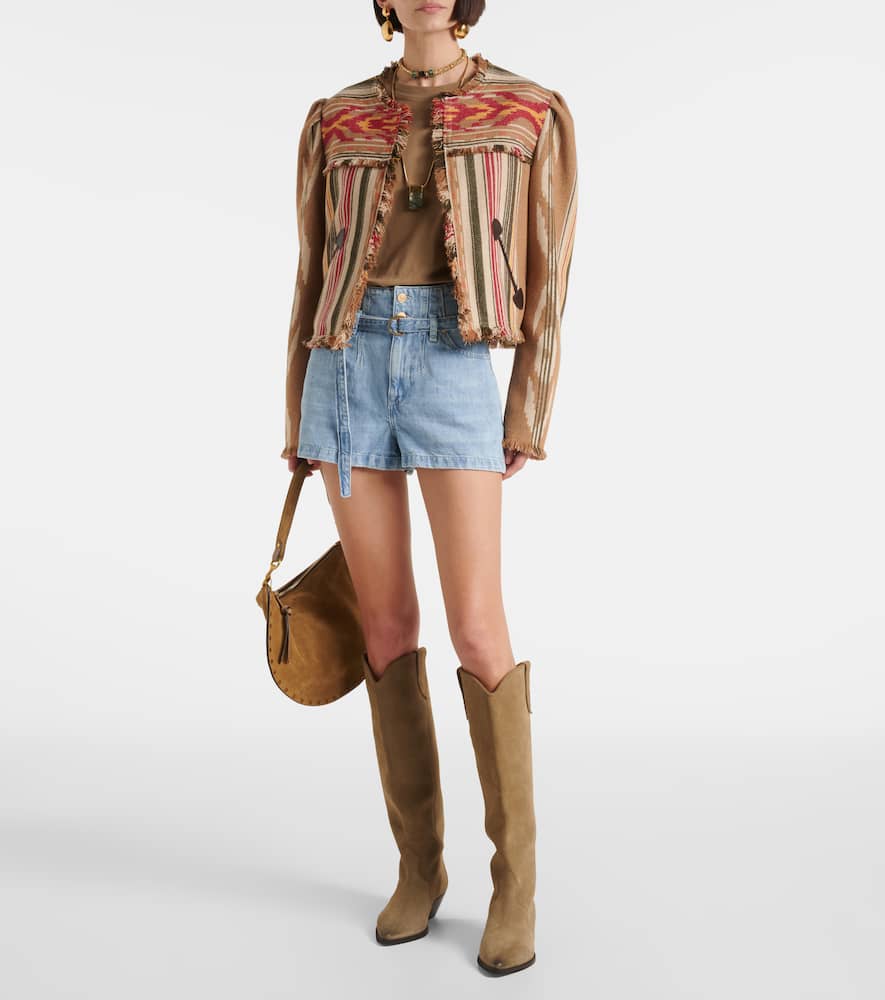 7 For All Mankind Kansas belted high-rise denim shorts