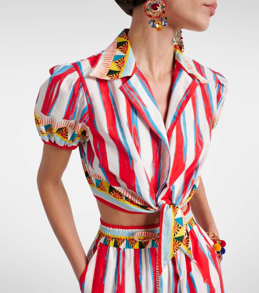 Cropped striped cotton shirt