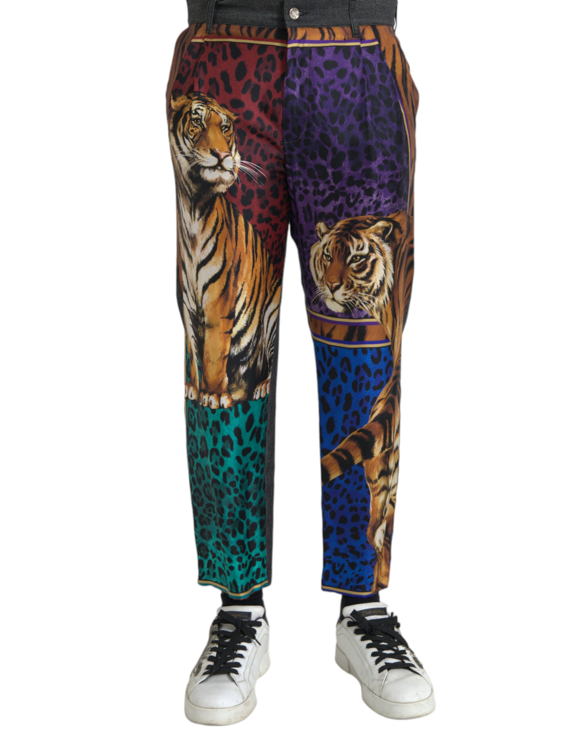 Tiger & Leopard Print Trousers — Multicolor