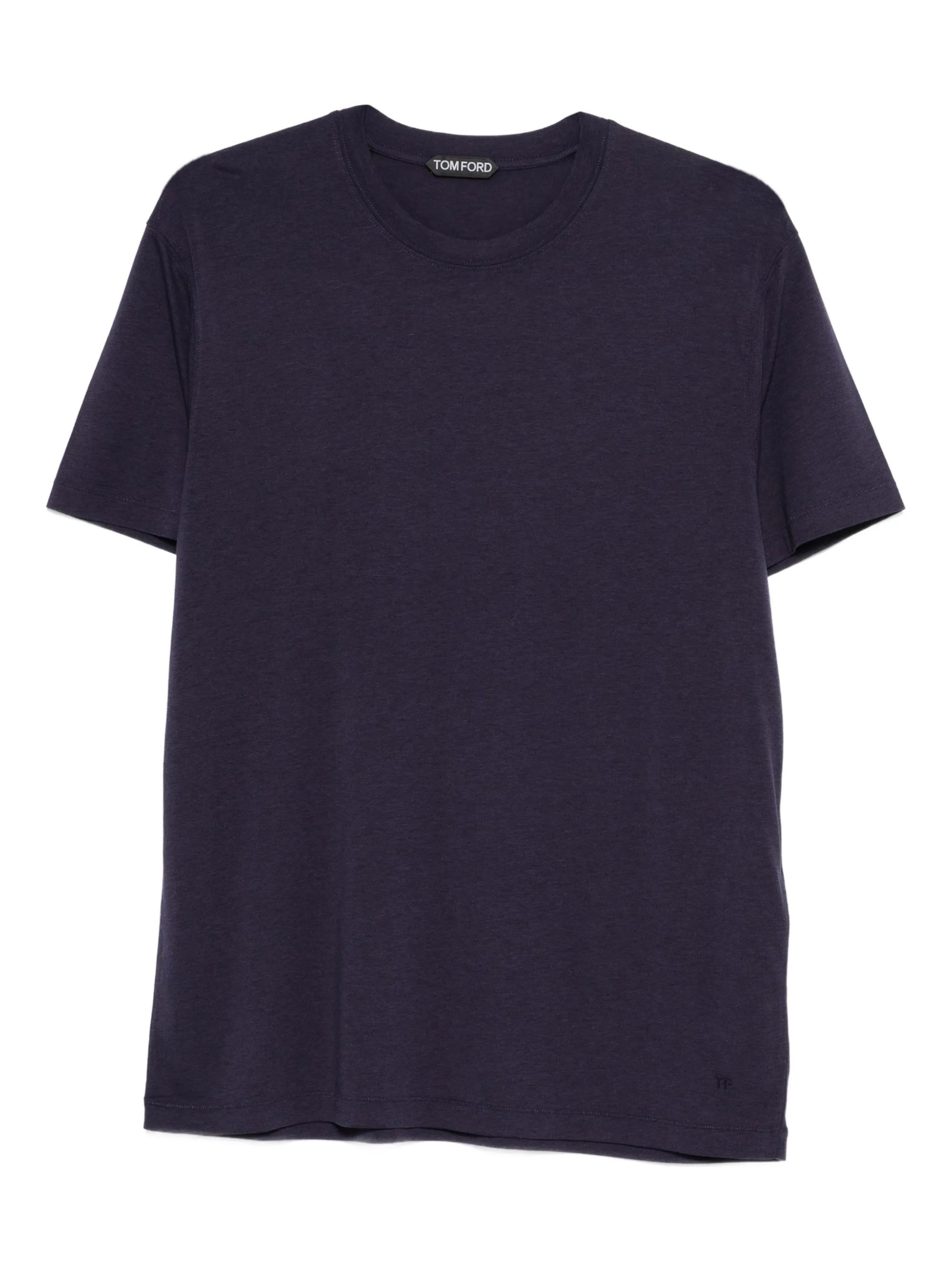 Blue Crewneck T-shirt With Logo Embroidery On The Front In Cotton Blend Man