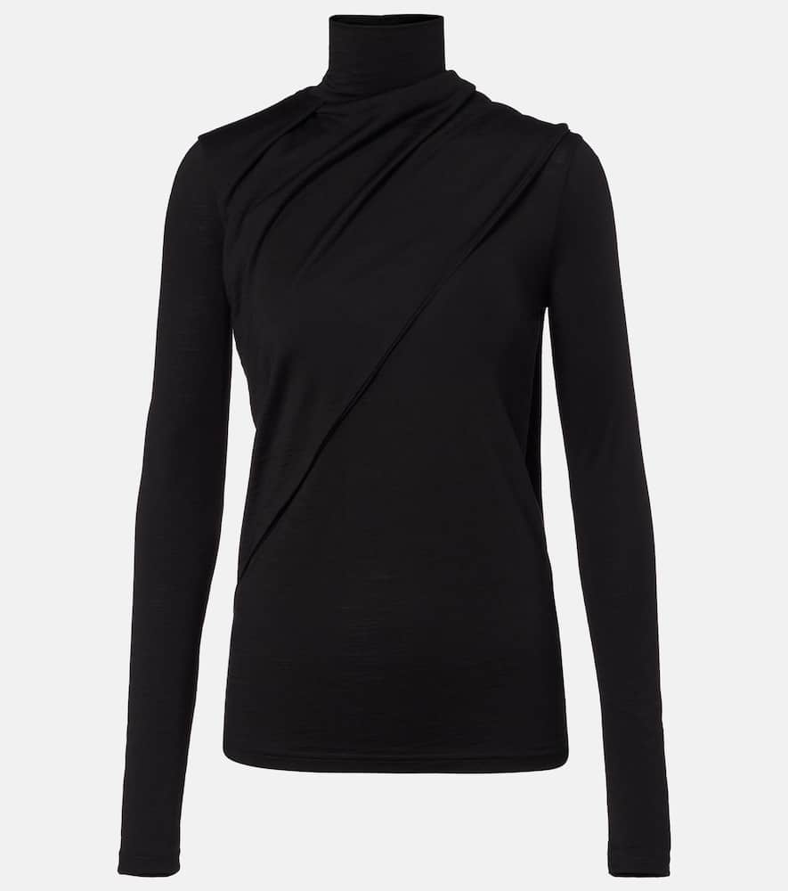 Róhe Scarf-detail wool jersey top