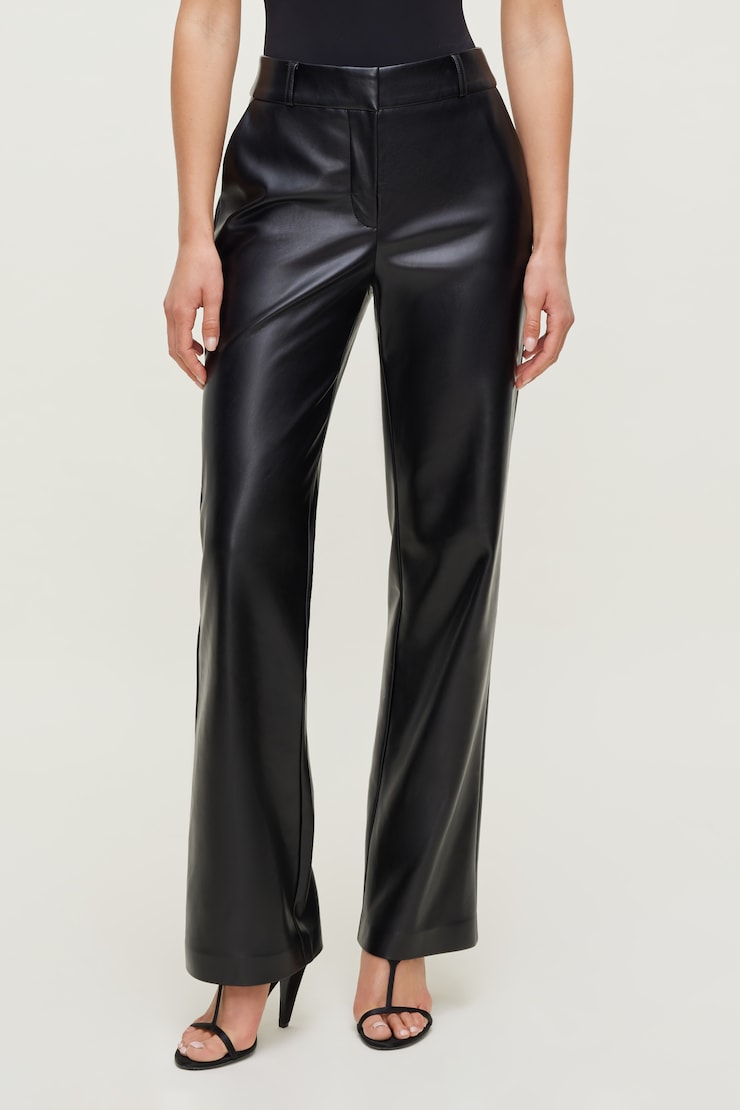 Camelia Straight Leg Faux Leather Pants - Black - Women Clothing