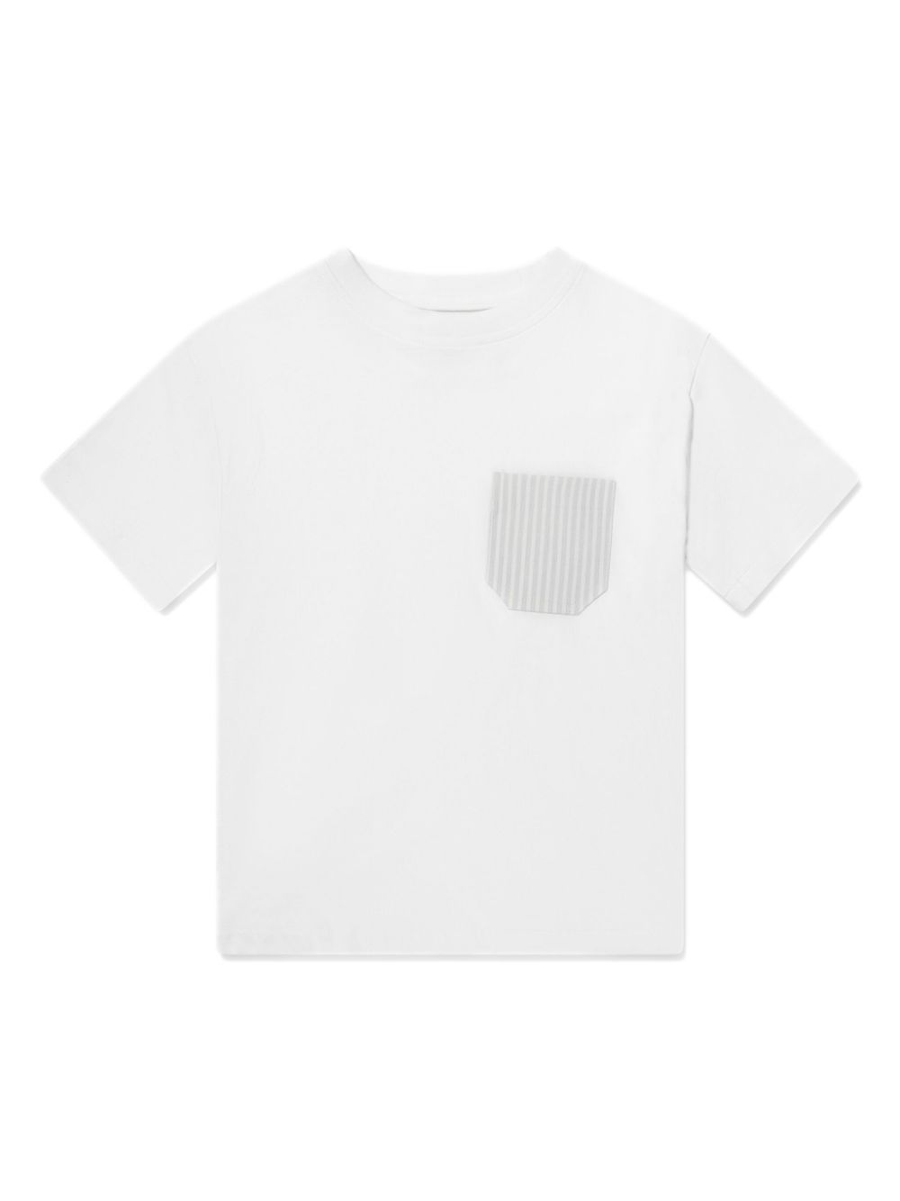 Striped patch pocket T-shirt - White