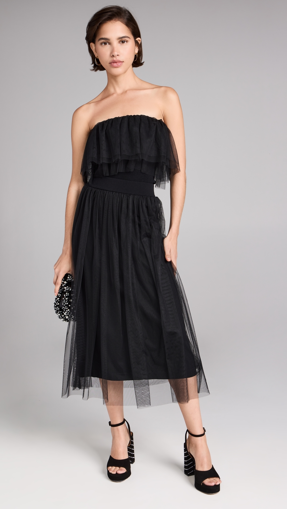 Tulle Tube Top Black