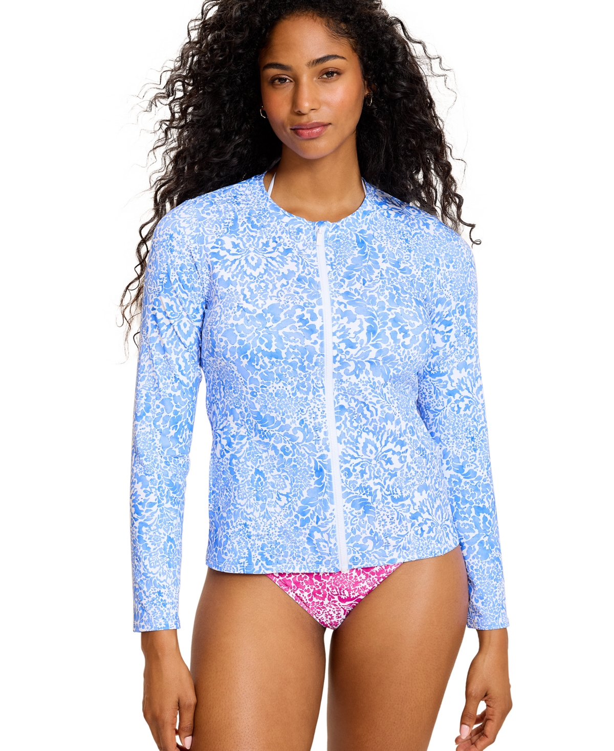 Women's Long-Sleeve Crewneck Rashguard - Paradiso Blue