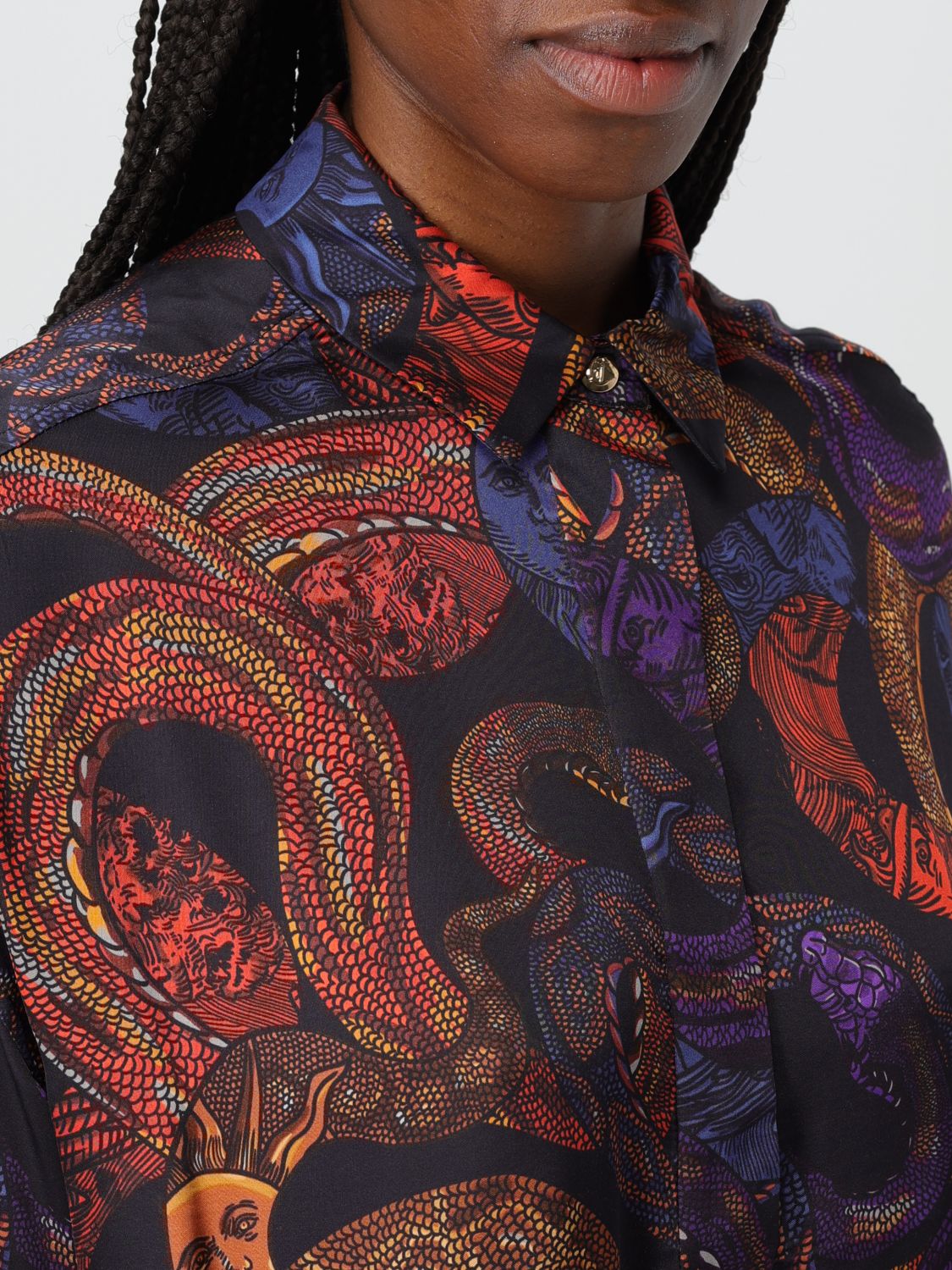 Apocalypse snake-print button-up shirt - Black