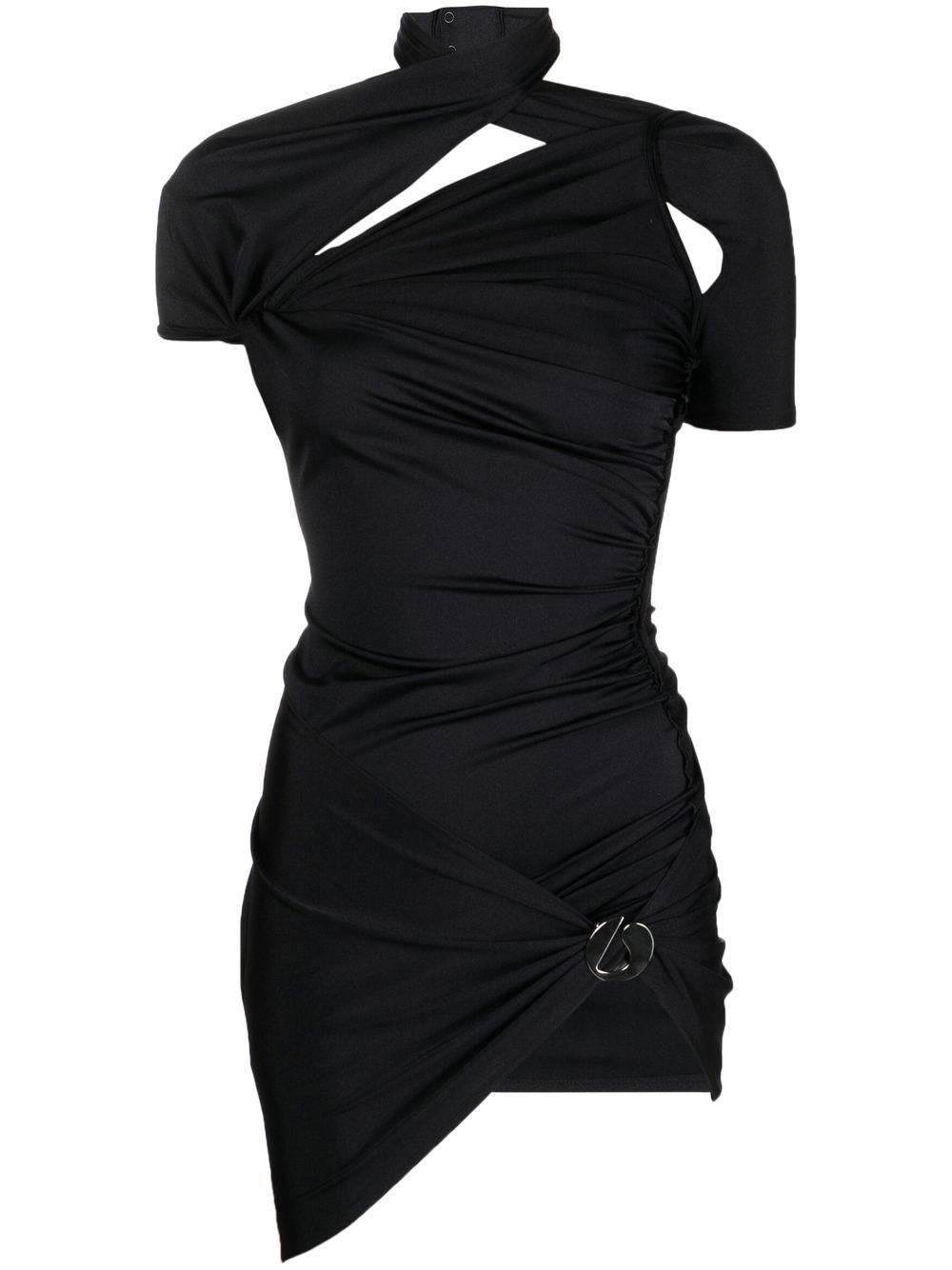 Asymmetric draped minidress - Black