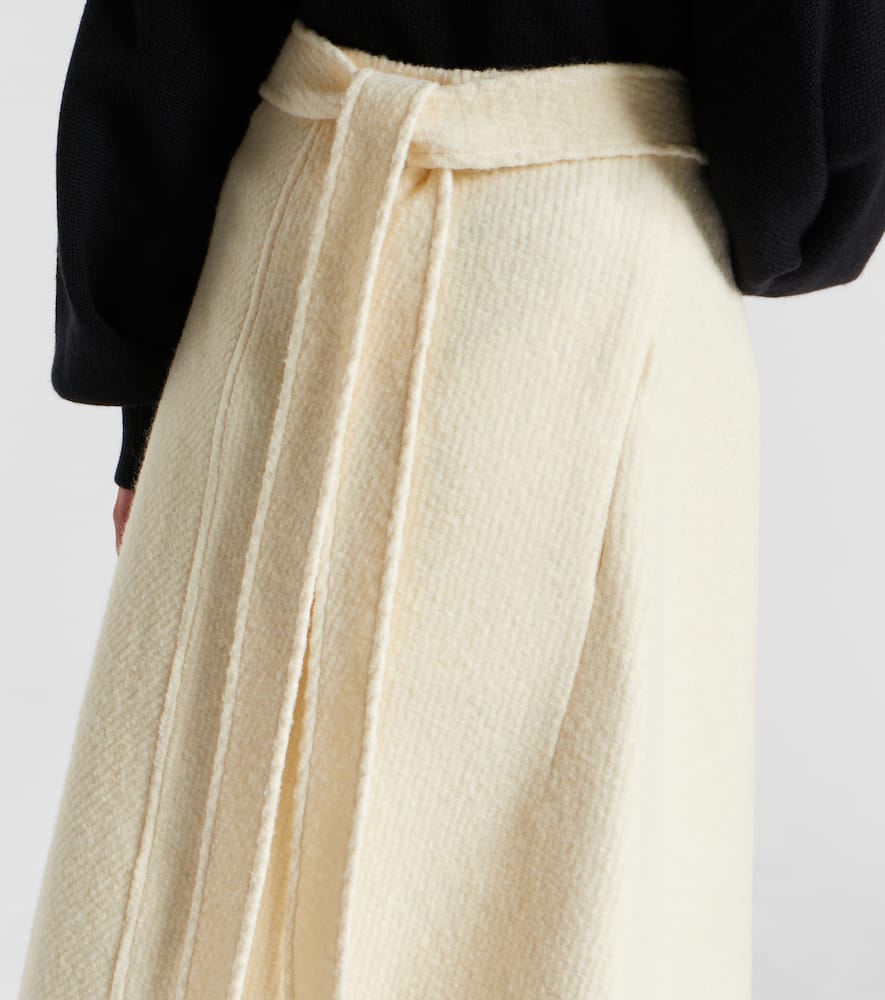 Bodhi high-rise wool-blend bouclé wrap skirt