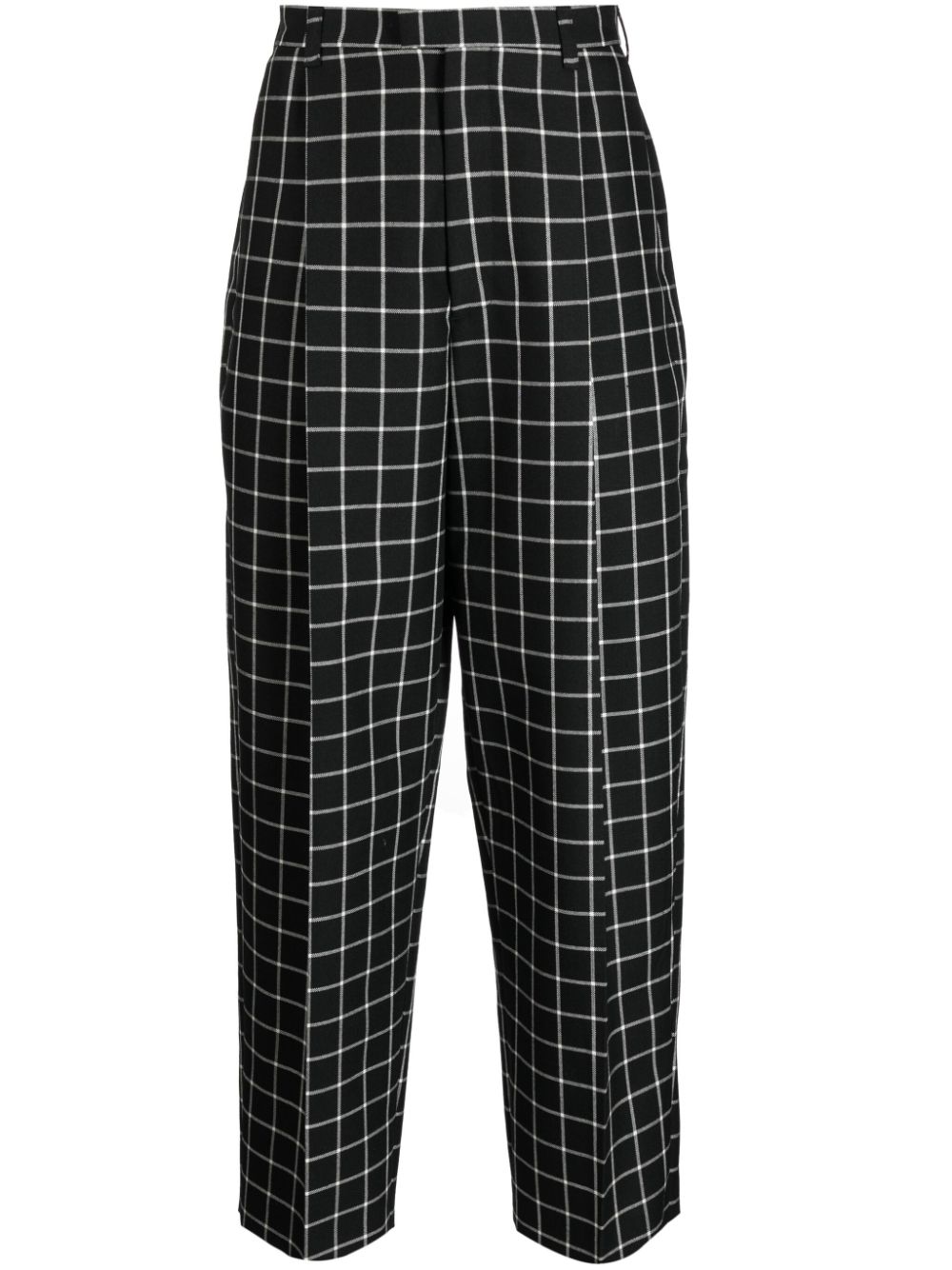 Checked tapered trousers - Black