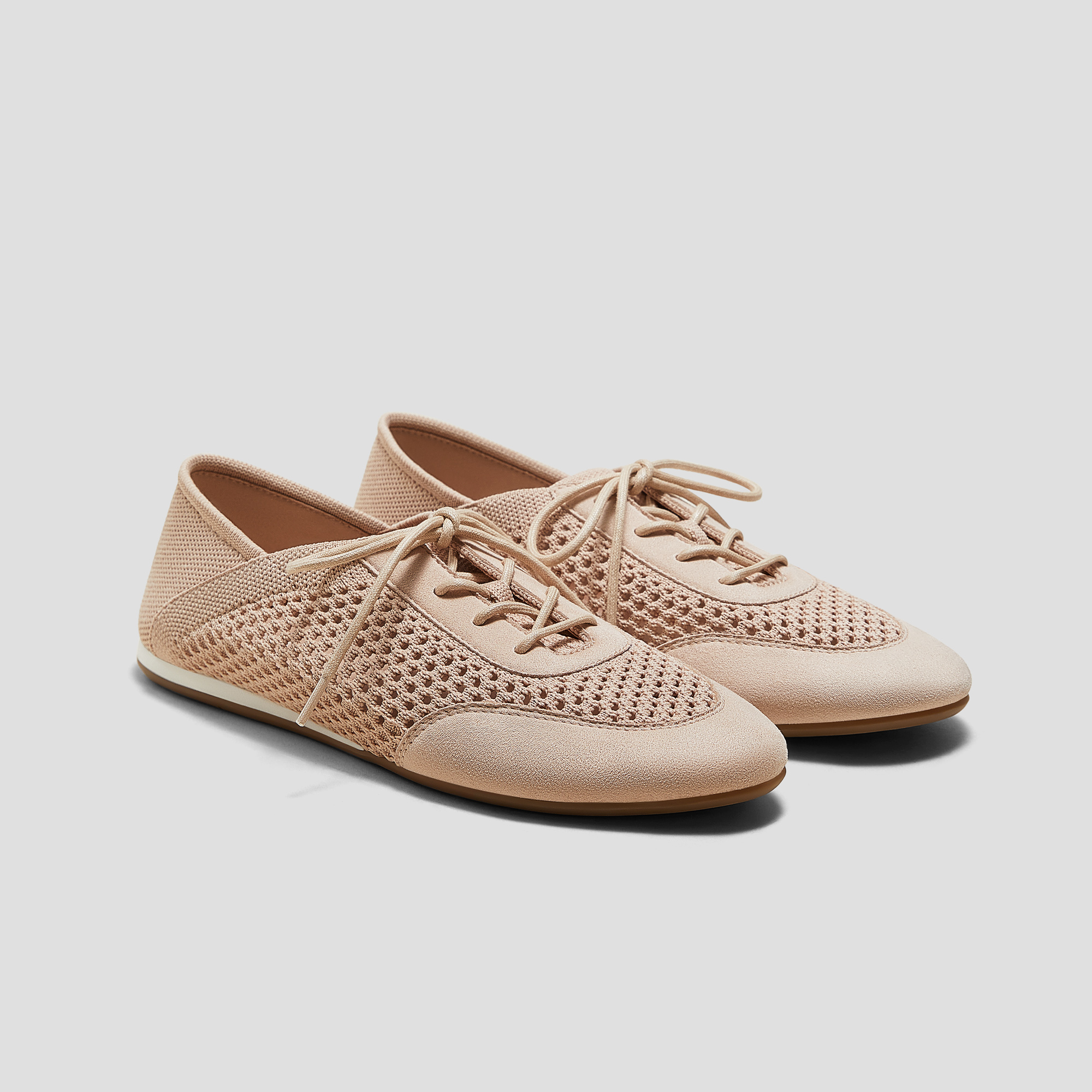 VIVAIA Round-Toe Lace-Up Mesh Sneakers Yara|SHELL TINT