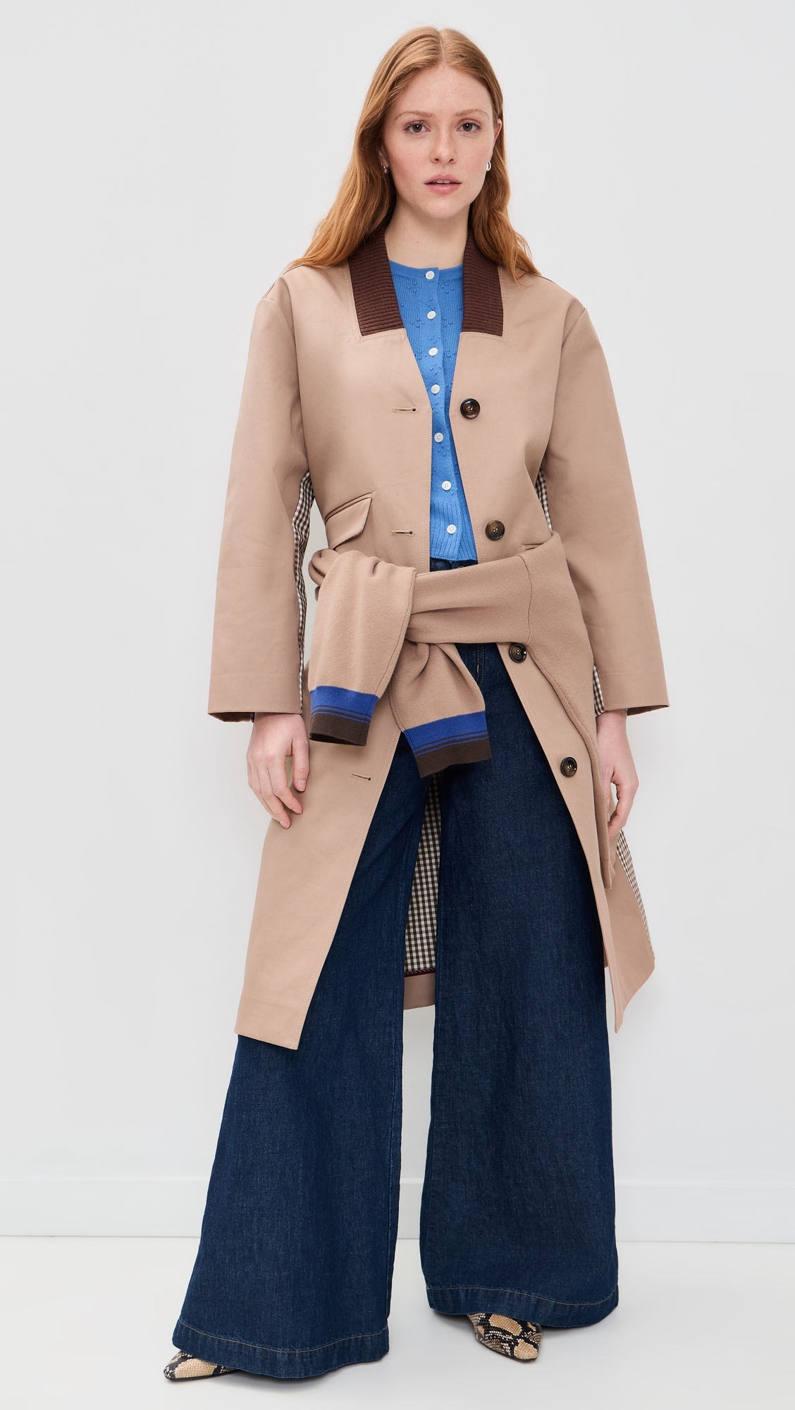 Dagny Check Coat Portabella Camel Check