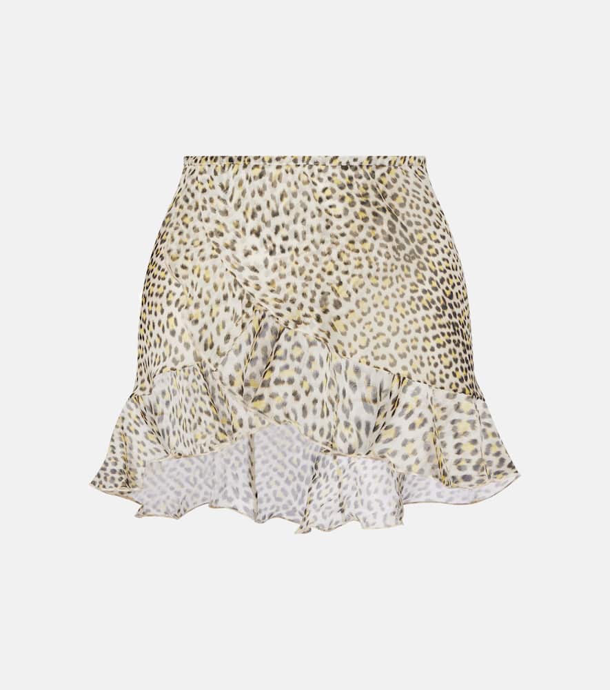 Leopard-print silk beach cover-up