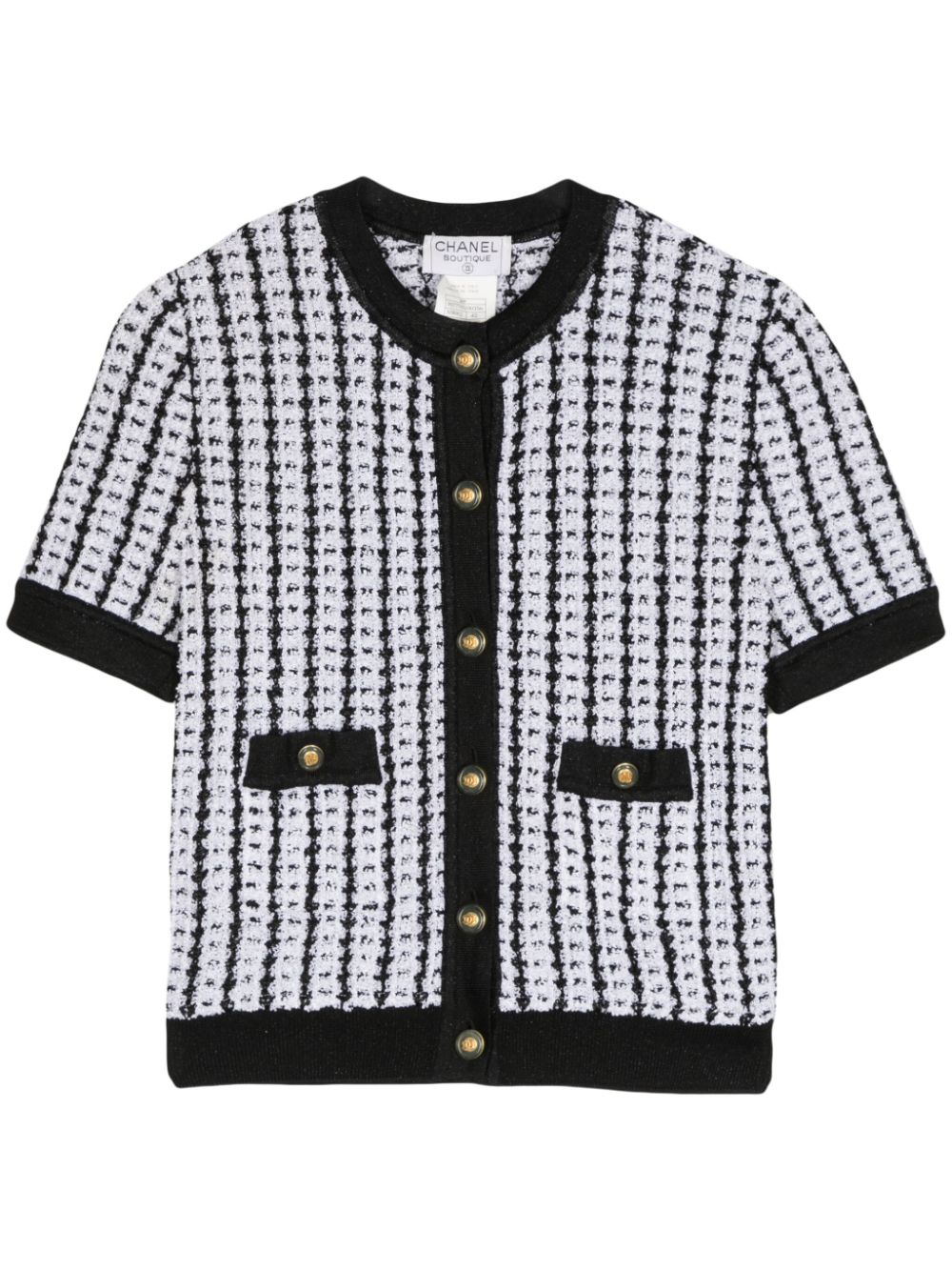 1997 short-sleeve tweed cardigan - White
