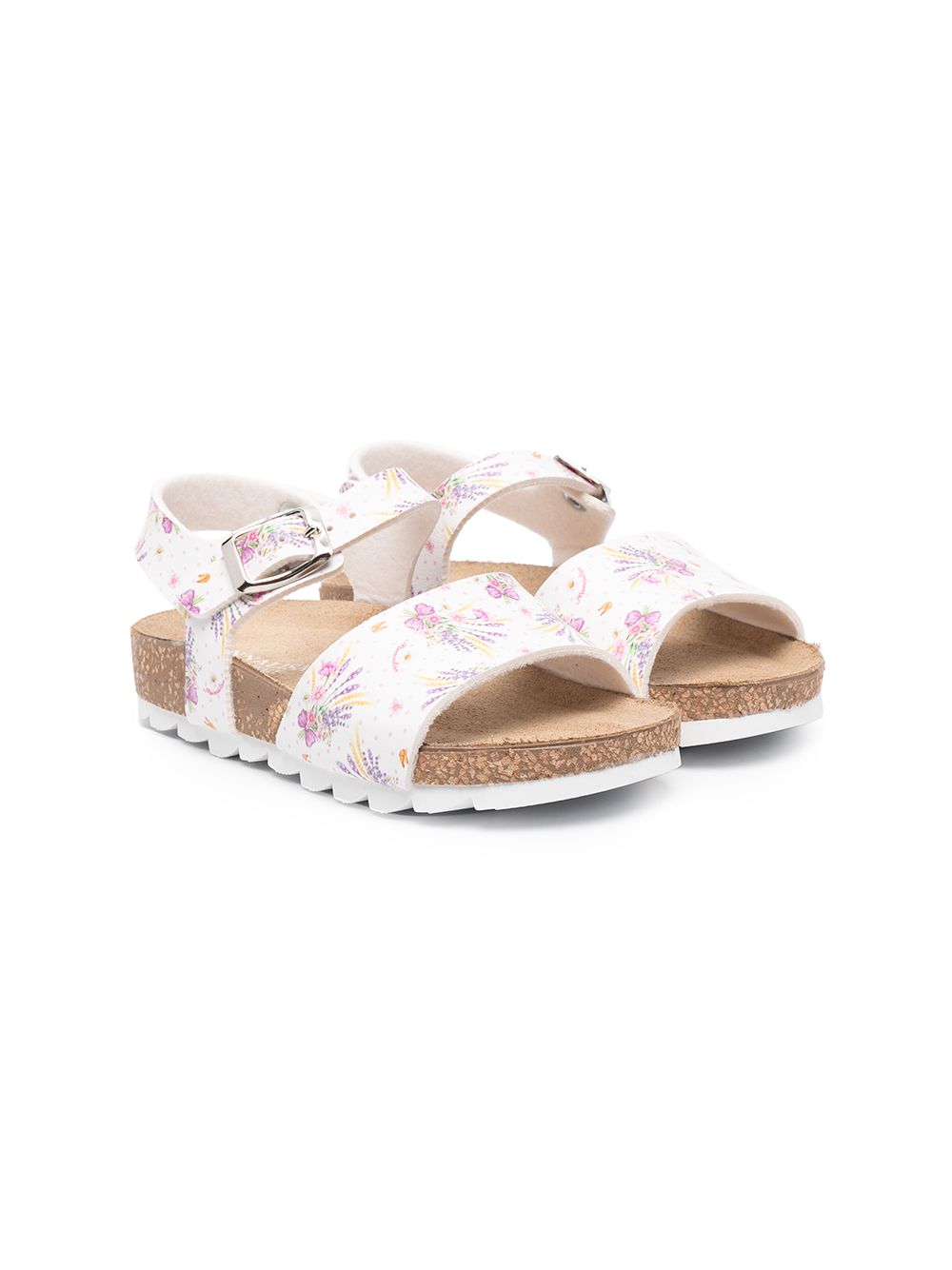 Bouquet print sandals - White