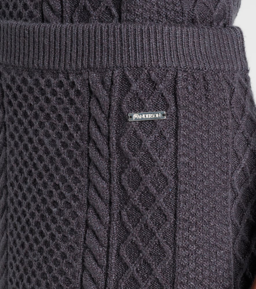 Cable-knit wool and cotton-blend miniskirt