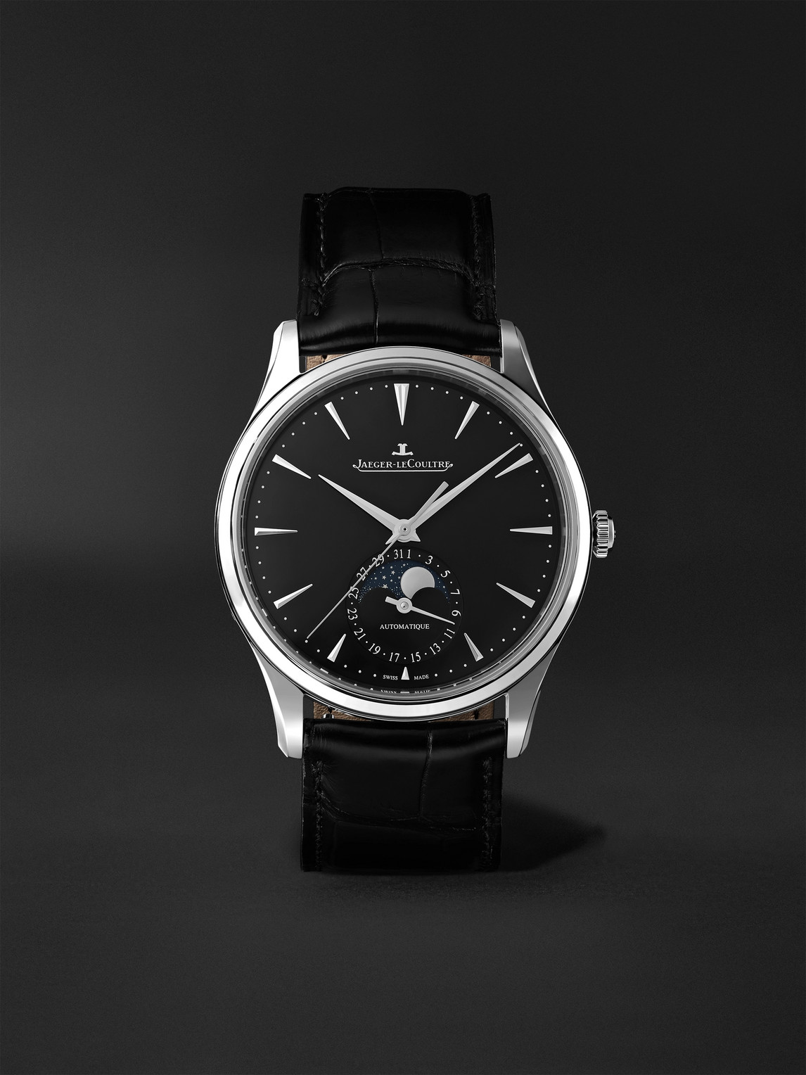 Master Ultra Thin Automatic Moon-Phase 39mm Stainless Steel and Alligator Watch, Ref. No. 1368471