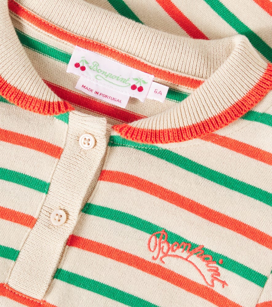 Bonpoint Edelyne striped knitted cotton polo shirt