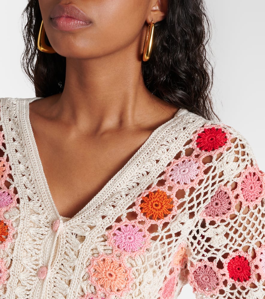 Anna Kosturova Bouquet floral cotton crochet miniskirt