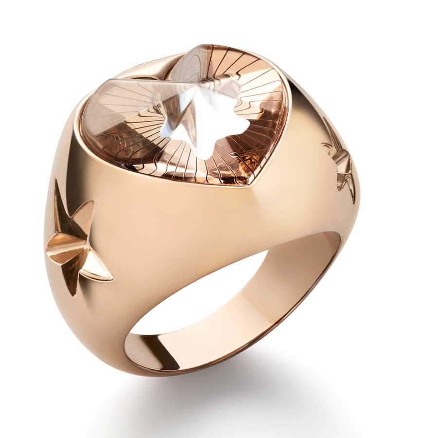 Vermeil  Gold Crystal Heart And Star Statement Ring 2812867