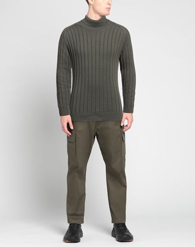 Man Turtleneck Military green Size M Cotton, Acrylic