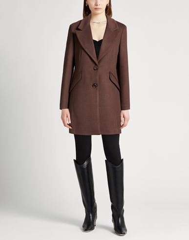 Woman Coat Brown Size L Polyester, Viscose