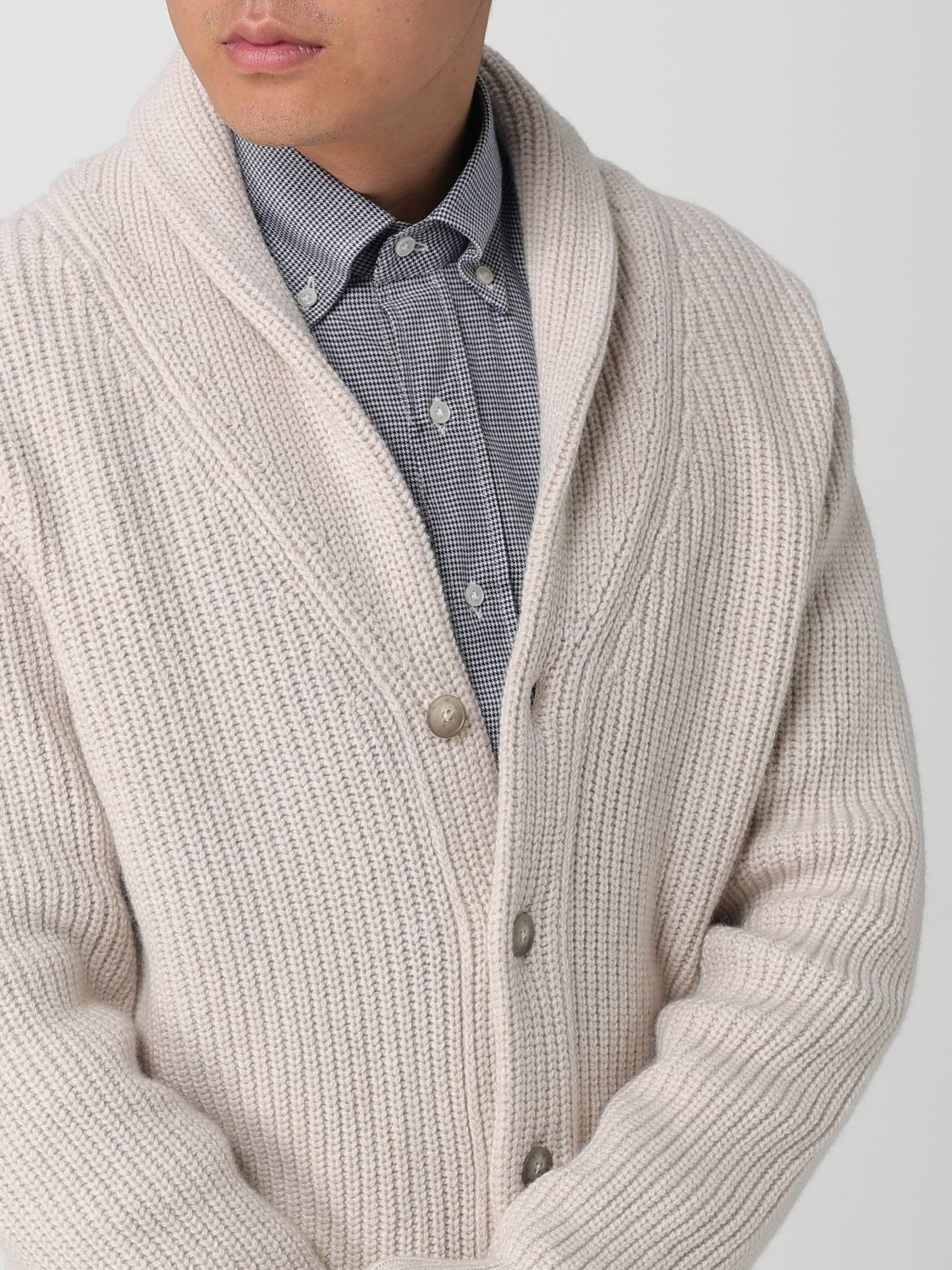 Cardigan Men color Yellow Cream