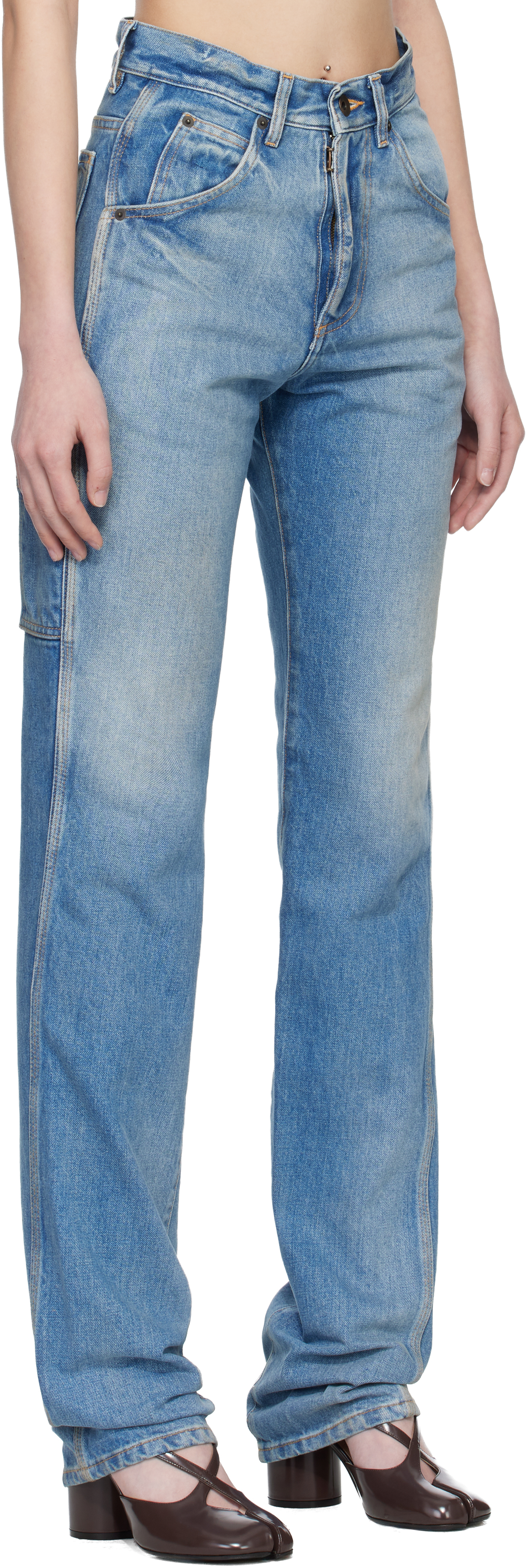 Blue Straight-Leg Jeans