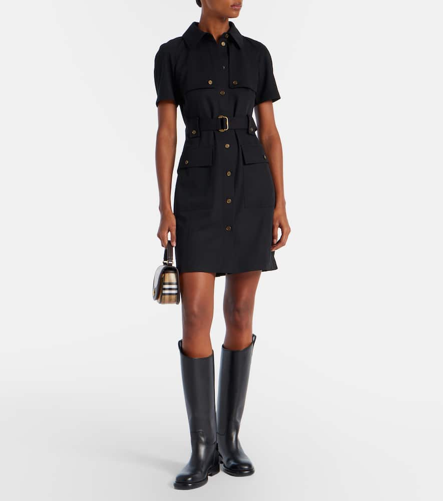 Belted wool shirt dress