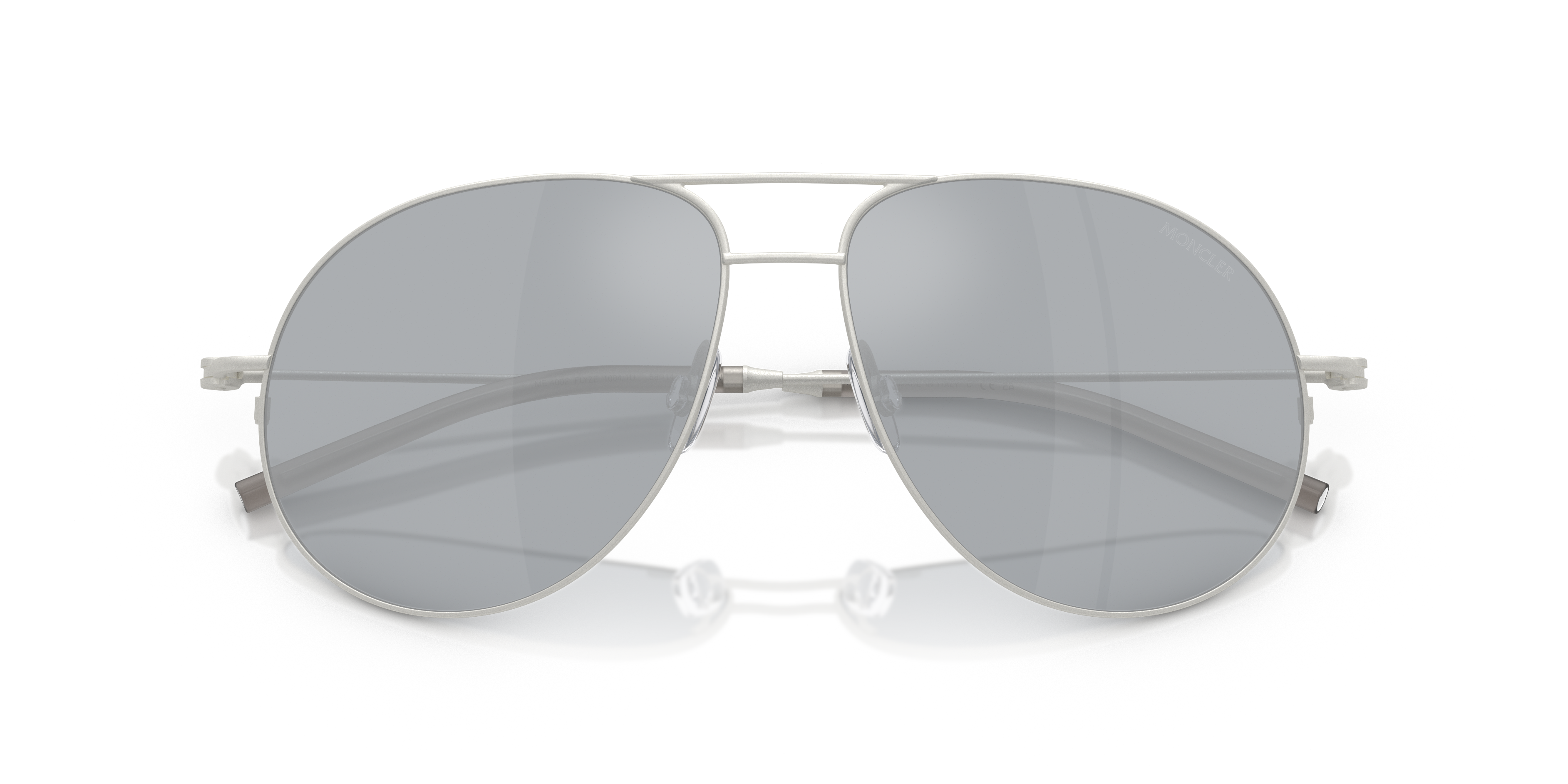Moncler Unisex Moncler ME4002 FLYZE 10041U Gafas de sol Acero Plata Azul Piloto Espejo