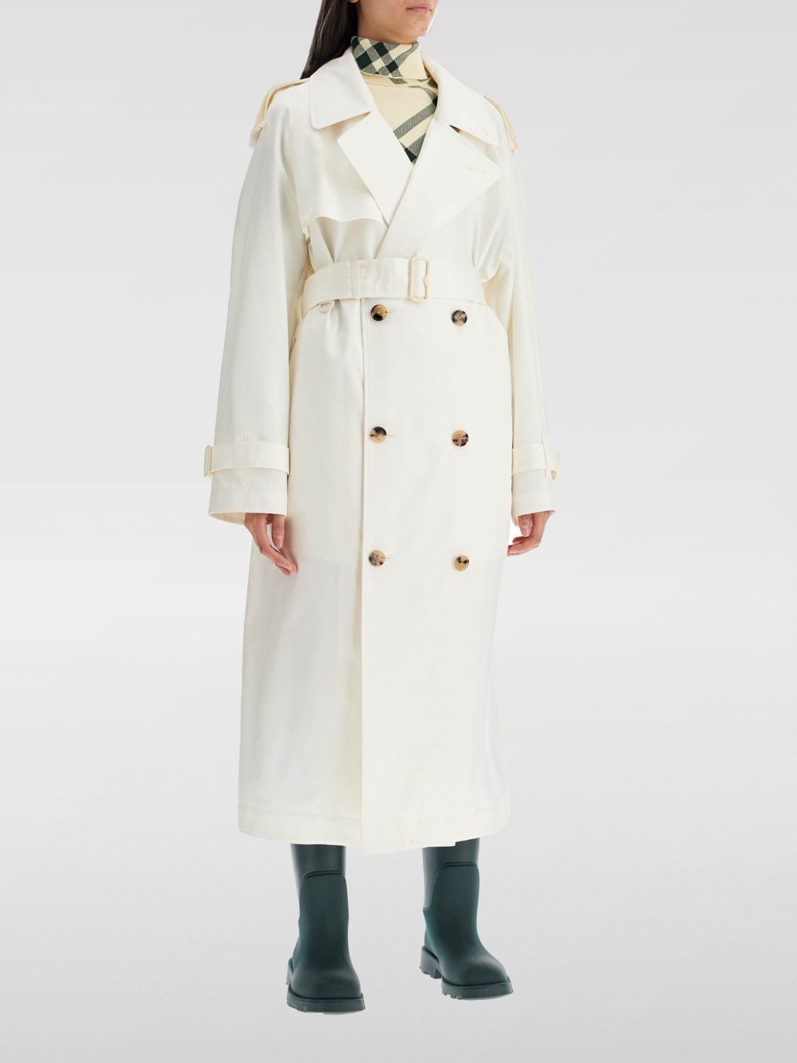 Double-breasted belted trench coat - Neutrals