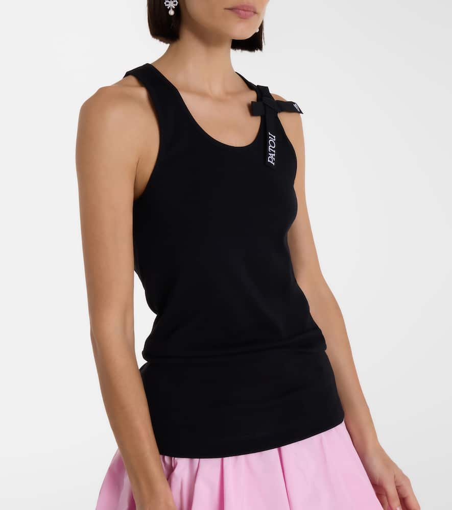 Logo bow-detail cotton tank top