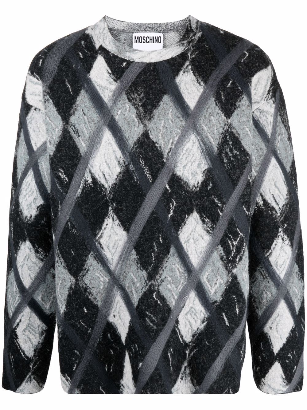 Argyle-pattern wool-blend jumper - Grey