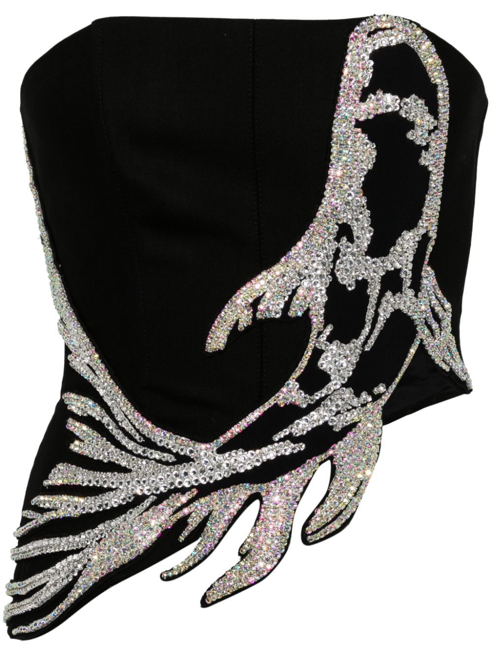 Koi Fish-appliqué crop top - Black