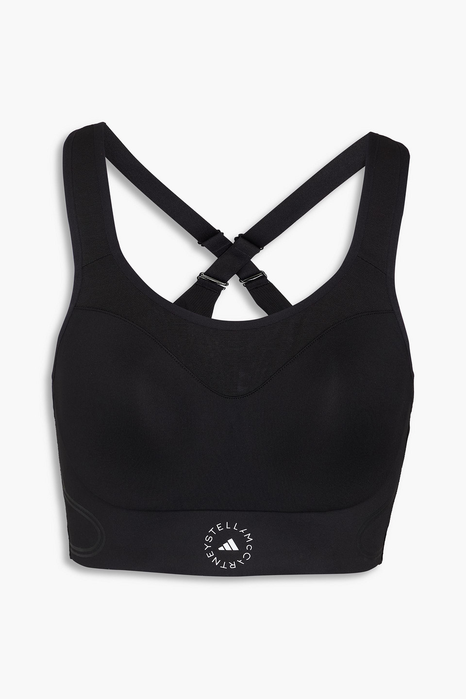 Printed stretch sports bra - Black - XL A