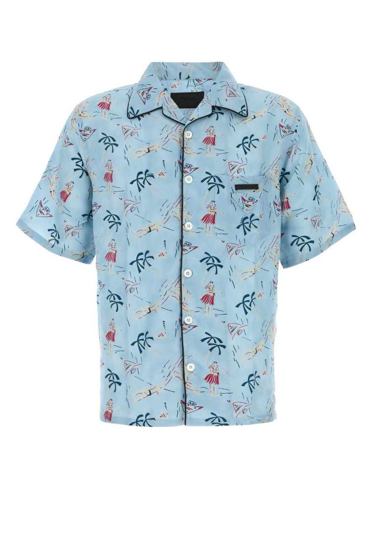 Hawaii Shirt And Blouse Light Blue