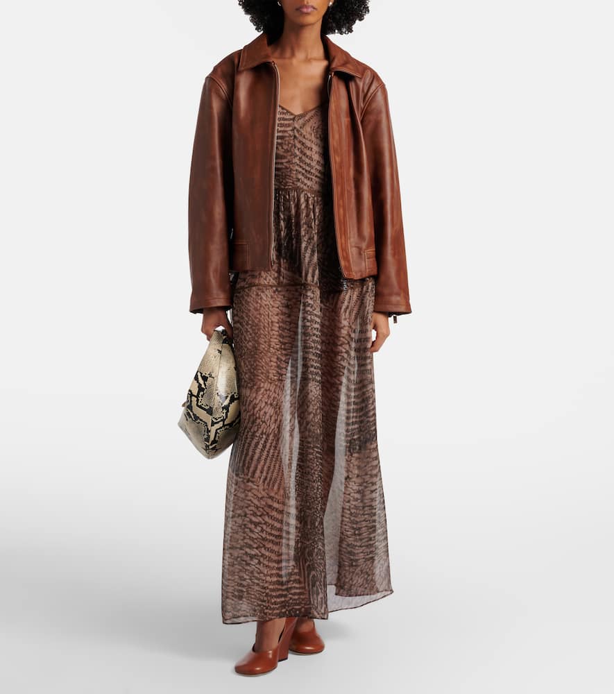 Printed semi-sheer silk maxi dress