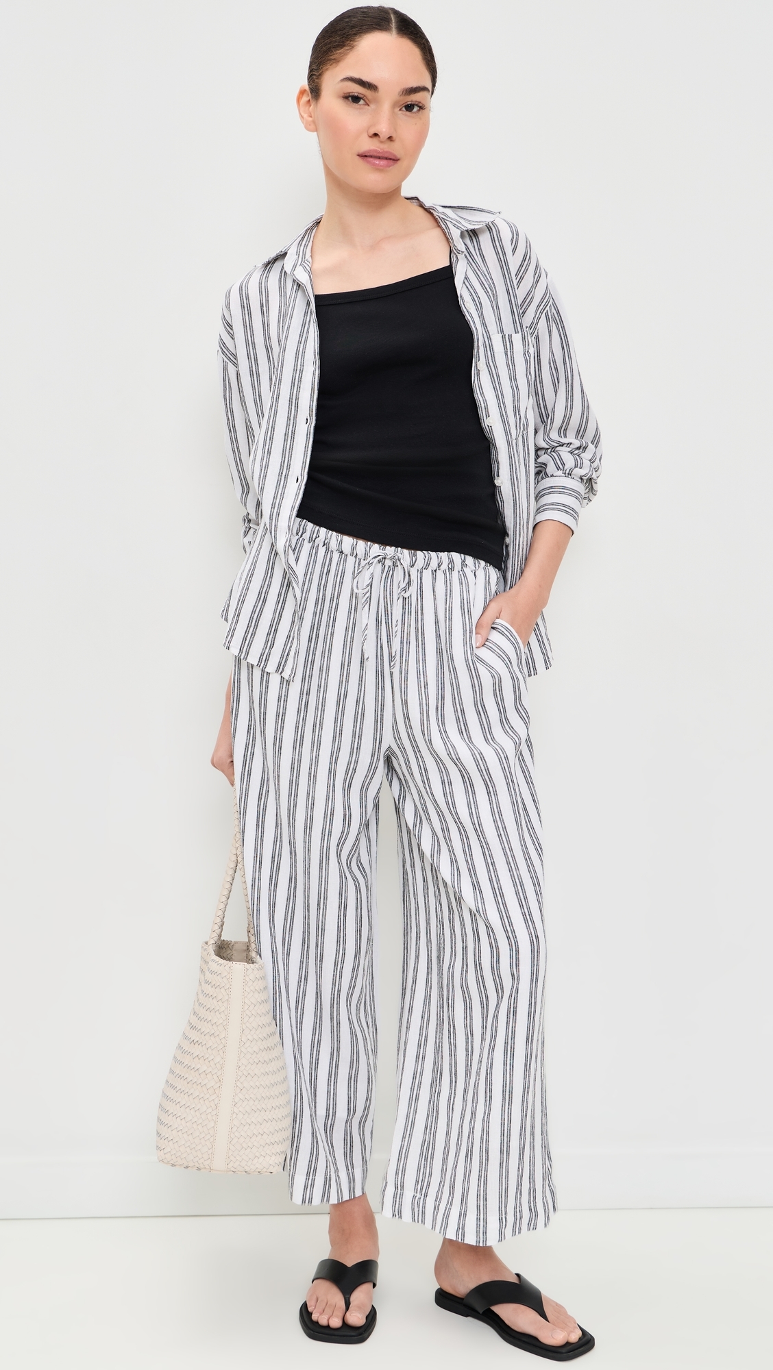 Perfect Stripe Button Up Shirt White