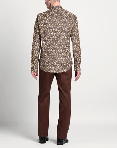 Man Shirt Dark brown Size S Cotton, Linen